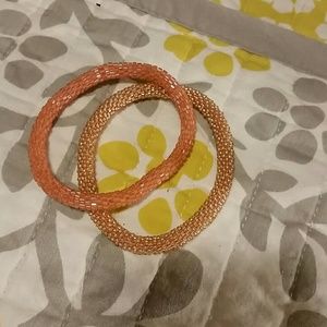 2 lily and laura bracelets gold and peach